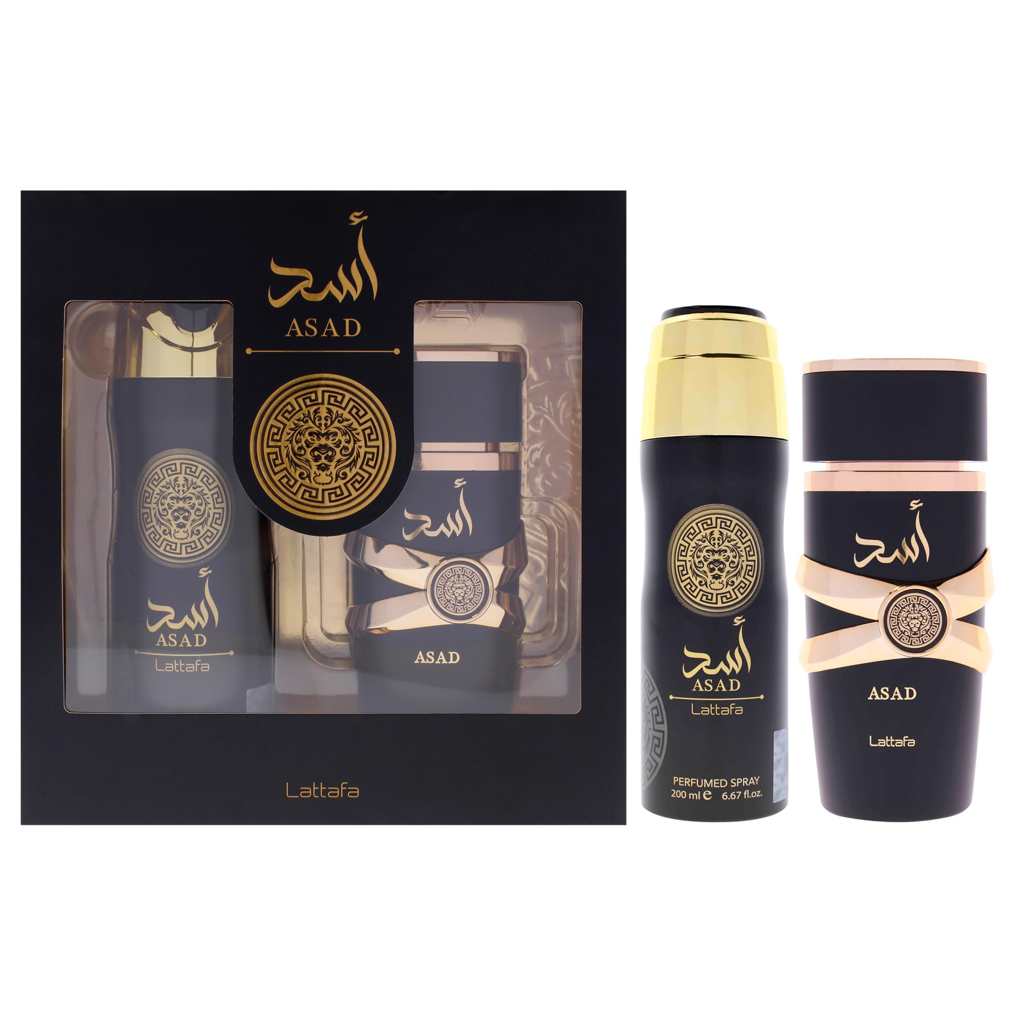 Amazon.com : Lattafa Asad 2 Pcs Gift Set With 100ml Edp + 200ml